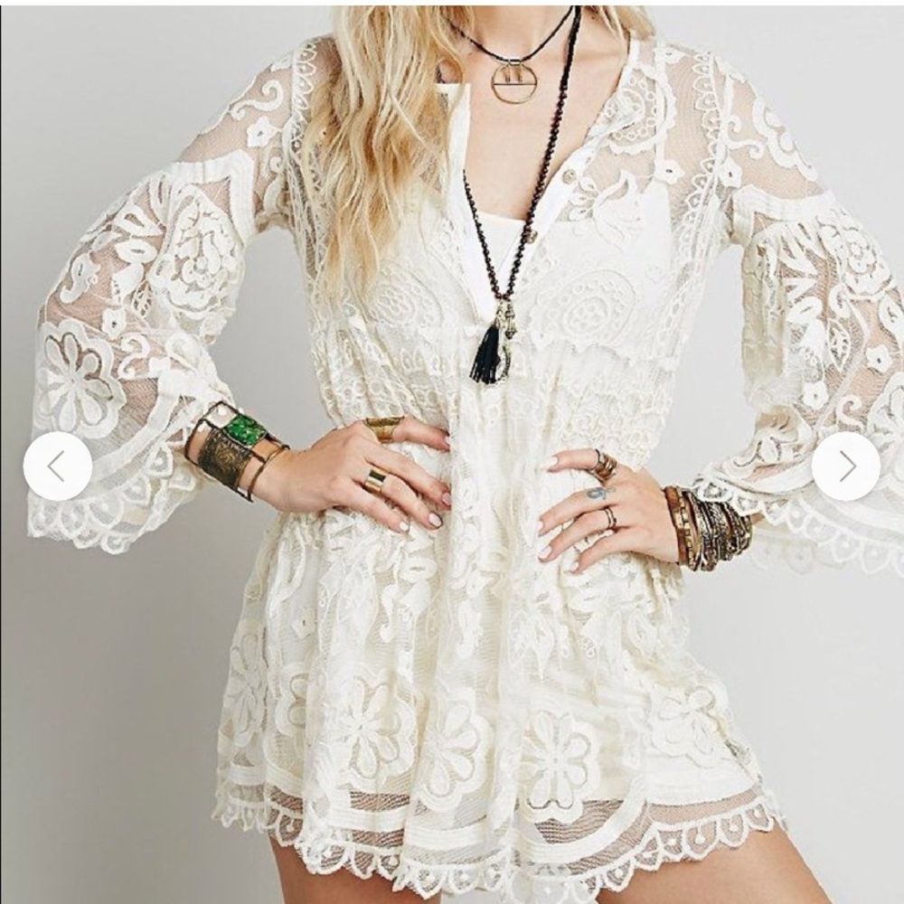 Jen's Pirate Booty Ivory Floral Lace Mini Dress